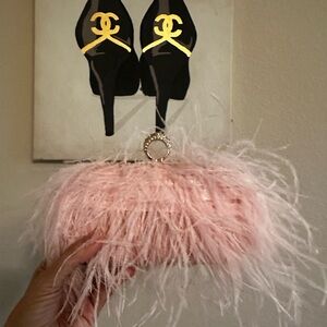 Boutine LA Pink Feather Clutch